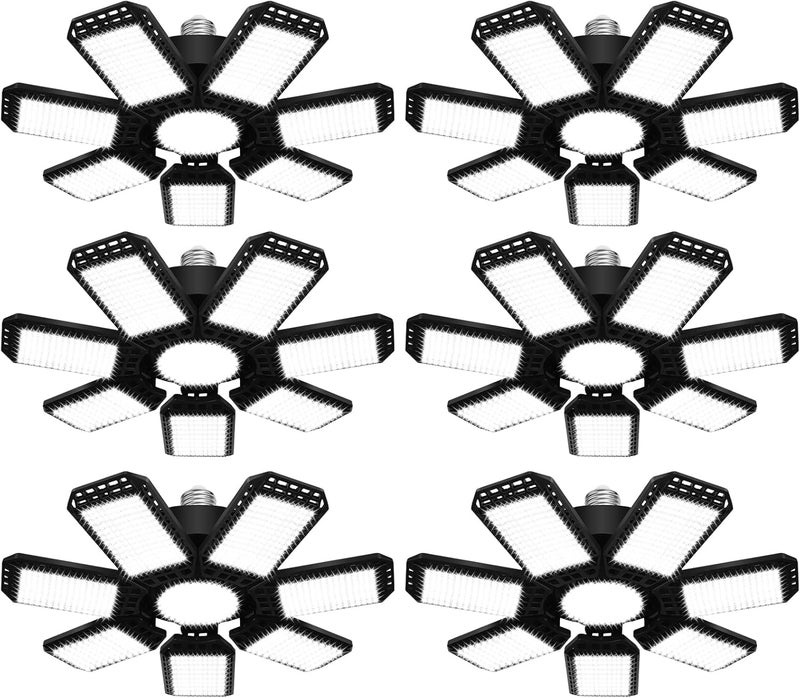 AUDLES 6 Pack LED Garage Light, 240W 24000LM 6500K LED Shop Lights, Garage Lights Ceiling Led with 7+1 Deformable Panels, E26/E27 Bulb Socket Lighting for Shop, High Bay, Attic, Basement, Warehouse - Image 1